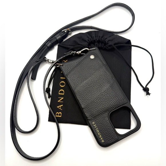 Bandolier EMMA Crossbody Phone Case in Black/Silver for iPhone 14 Pro Max - Picture 1 of 9
